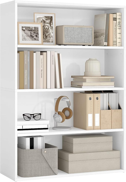 VASAGLE Custos Collection - Bookshelf, 4-Tier Bookcase, Book Shelf, Open Storage Shelf, 9.4 x 31.5 x 42.5 Inches, for Living Room, Home Office, Dining Room, Cloud White ULBC174W01