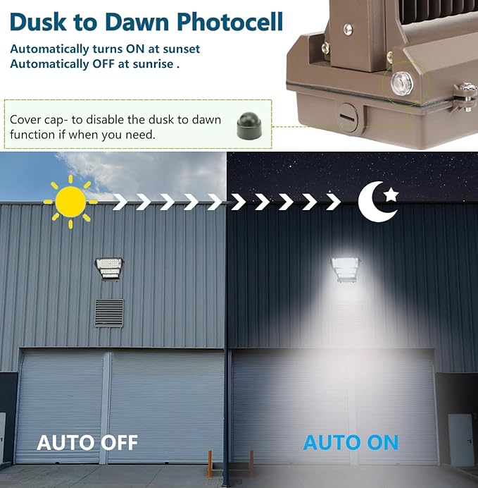 Rotatable 240W LED Wall Pack Light with Dusk to Dawn Photocell, 5000K 33600LM 800-1000W HPS/HID Equiv, ETL Adjustable Head Outdoor LED Wallpack Lighting Fixture for Area Light, Parking,Warehouse