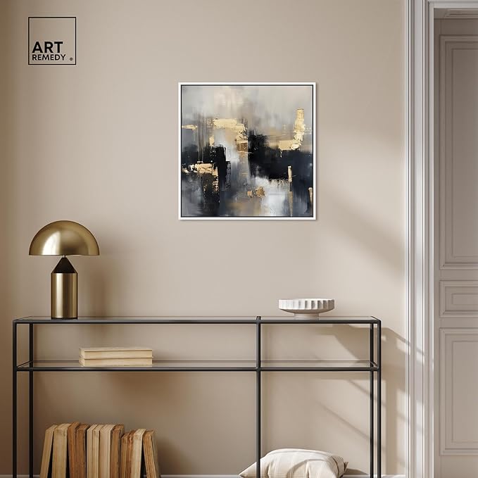 Art Remedy Daring Canvas Colorful Abstract Wall Art, White Frame, 20" x 20"