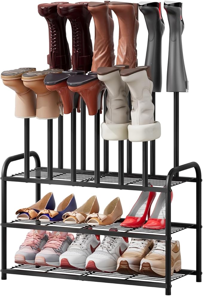Tall Boot Rack, Boot Rack Organizer, Tall Boots with Shoe Rack for Closet, Shoe Shelf Storage Organizer for Entryway Space