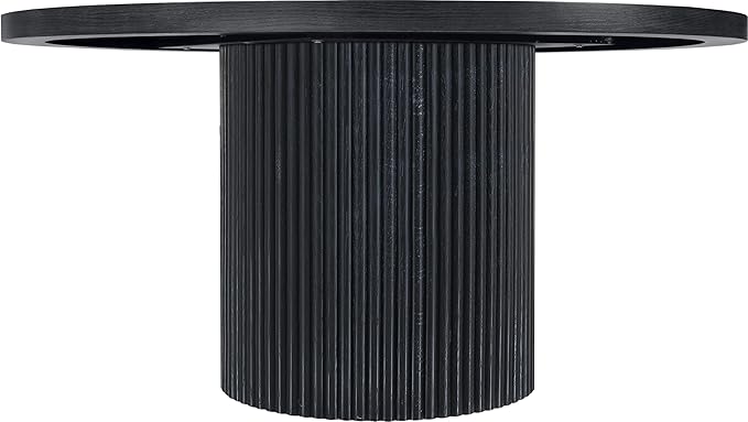 Meridian Furniture 730Black-T Belinda Collection Modern | Contemporary Dining Table with Solid Wood Base, Black Finish Oak Wood Veneer, Round Top, Fluted Base, 60" W x 60" D x 30" H, Black