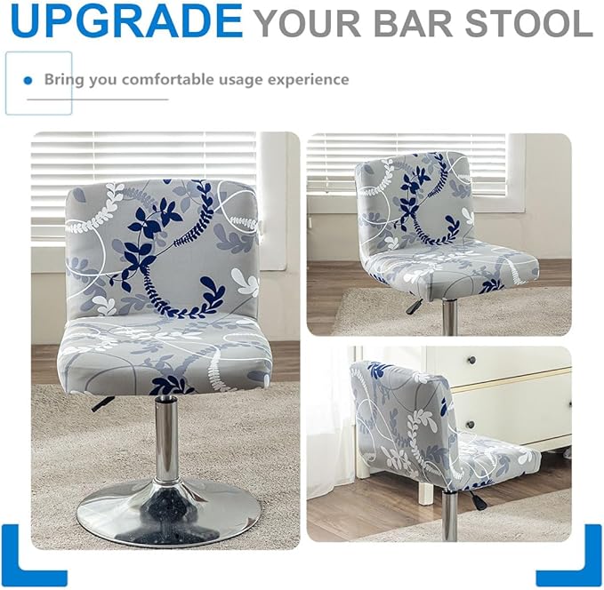 Levoberg Bar Stools Cover Set of 2 Printed Armless Swivel Barstools Slipcovers with Backs Stretch Square Counter Height Bar Stools Covers Mid Low Back Chair Cover for Kitchen Dining Room Bar #13