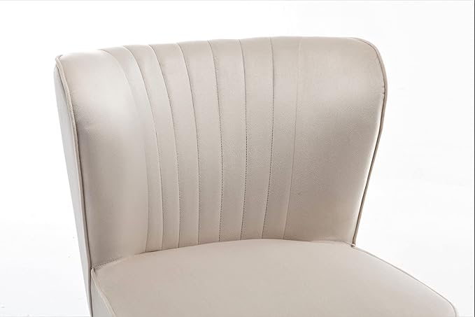 Modern Velvet Accent Chair for Living Room, Bedroom, or Entryway, Stylish and Comfortable Armless Design with Metal Legs, Ivory