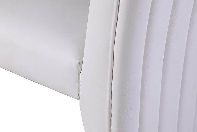 Meridian Furniture Porsha 19" H Leather Dining Chair in White/Chrome (Set of 2)
