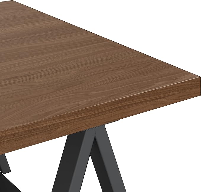 SIMPLIHOME Sawhorse 48 inch Wide Rectangle Industrial SOLID WALNUT WOOD and Metal Coffee Table in Walnut for the Living Room and Family Room