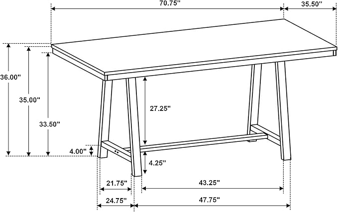 Coaster Home Furnishings Hollis Rectangular Counter Height Dining Table Brown and White