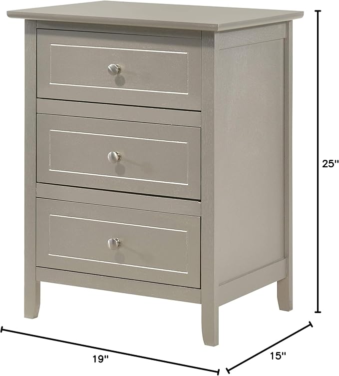 Glory Furniture Daniel 3 Drawer Nightstand in Black