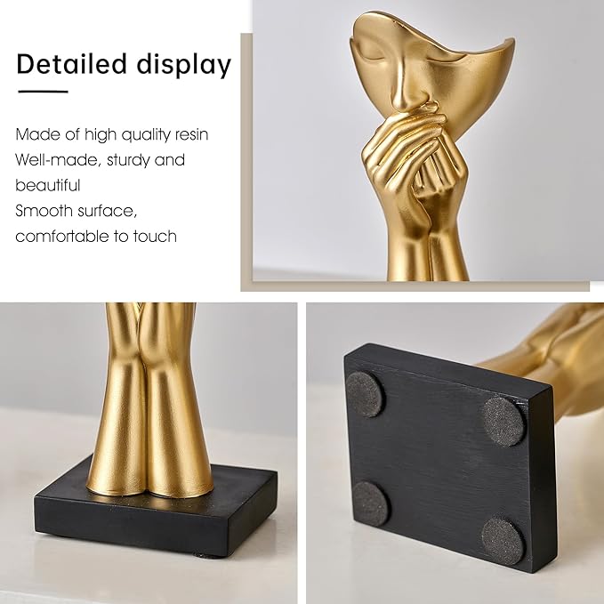 3 Pcs Gold Decor Prayer Statues, Modern Prayer of Peace Figurines Home Decorations for Living Room, Abstract Art Sculptures for Bedroom Bookshelf Coffee Table Centerpiece, Gifts for Women