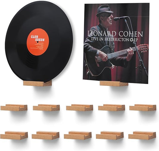 Wood Vinyl Record Shelf Wall Mount, Small Wall Record Holder Display Shelf, Vinyl Record Shelves Record Album Display Holder (12, Wood Color)