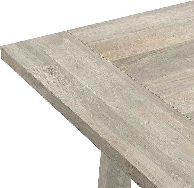 SIMPLIHOME Whitley Dining Table - 72 inch Wide Solid Mango Wood Rectangular Table in White Wash, Modern Farmhouse Style for Dining Room or Kitchen with Extra-Thick Trestle Base, Seats 6