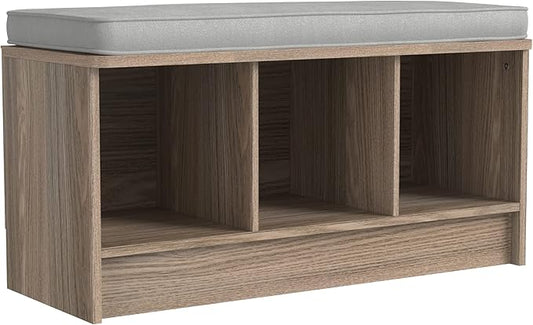 ClosetMaid 3258 Cubeicals 3-Cube Storage Bench, Natural Gray with Gray Cushion