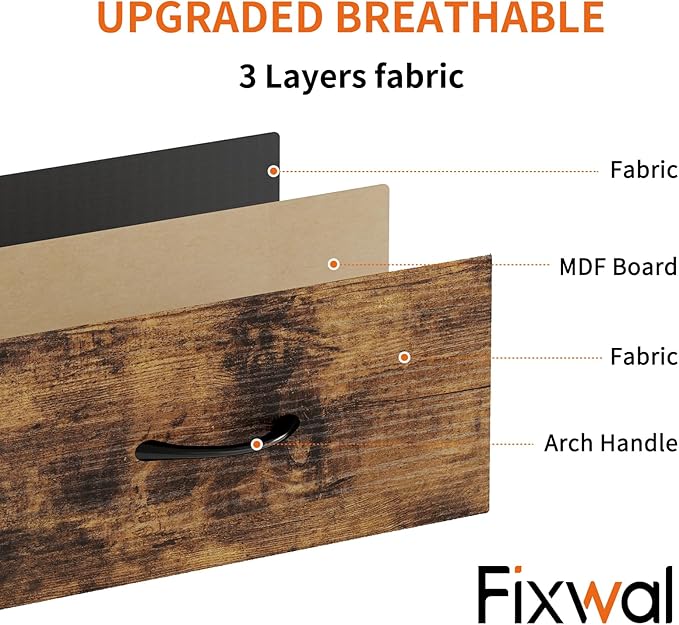 Fixwal Tall Dresser for Bedroom Closet Organizers and Storage Tall Fabric Dresser with 6 Drawers, Small Clothes Storage Girl Bedroom Furniture, Rustic Brown