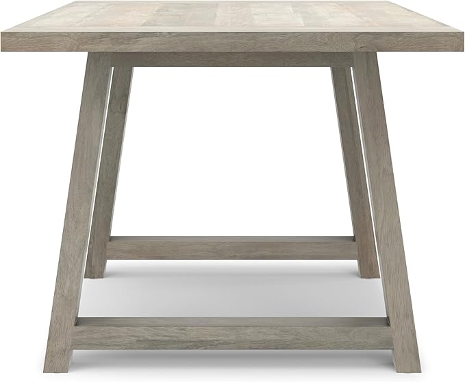 SIMPLIHOME Whitley Dining Table - 72 inch Wide Solid Mango Wood Rectangular Table in White Wash, Modern Farmhouse Style for Dining Room or Kitchen with Extra-Thick Trestle Base, Seats 6