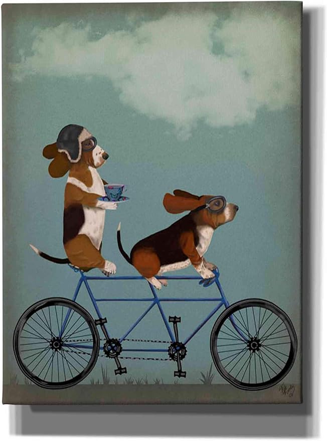 Epic Graffiti 'Basset Hound Tandem' by Fab Funky Canvas Wall Art, 40"x54"
