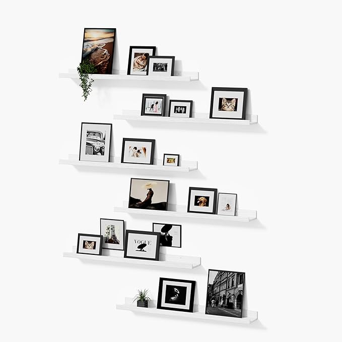 Wall Shelves for Living Room, Nursery Book Shelves White Bathroom Shelves Over Toilet Floating Shelves for Wall, Modern Wood Storage for Bedroom, Kid's Room, Kitchen, 36inch, Set of 6
