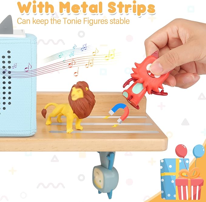 for Tonie Shelf,Tonies Storage for Creative Toniebox 2/1 Magnetic Wall Shelf for Tonie Figures Characters,Hanging Shelf for Kids (Natural)