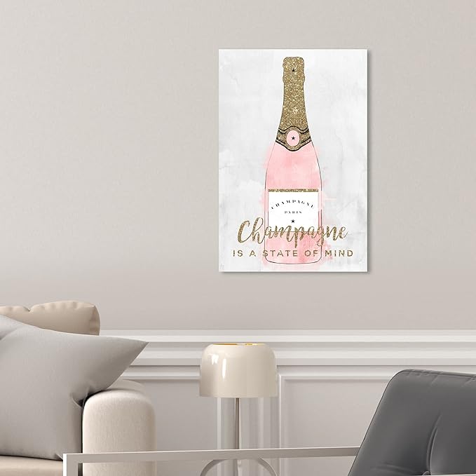 The Oliver Gal Artist Co. Drinks and Spirits Wall Art Canvas Prints 'Champagne Mind Glitter' Champagne