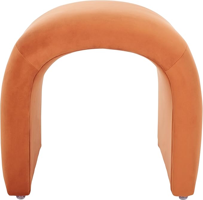 SAFAVIEH Home Collection Kibo Rust Velvet Curved Waterfall Ottoman Foot Stool (Fully Assembled)