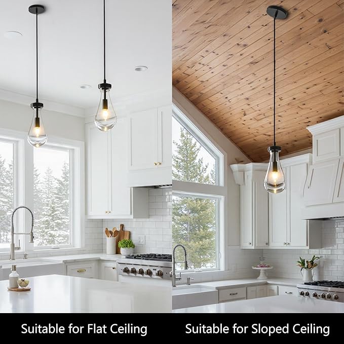 Raindrop Pendant Light Kitchen Island, Modern Black Teardrop Pendant Lights,Dimmable Rain Pendant Lighting Dining Room Light Fixture Bronze Raindrop Lighting for Living Room Hallway, Including Bulb