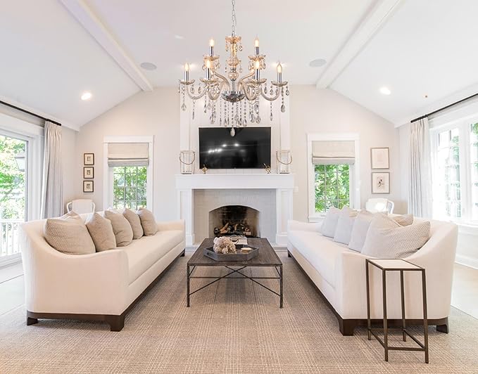 YYSHCHEN Luxury Cognac 9 Lights Crystal Chandeliers for Dining Room, Living Room,Bedroom 26.4"