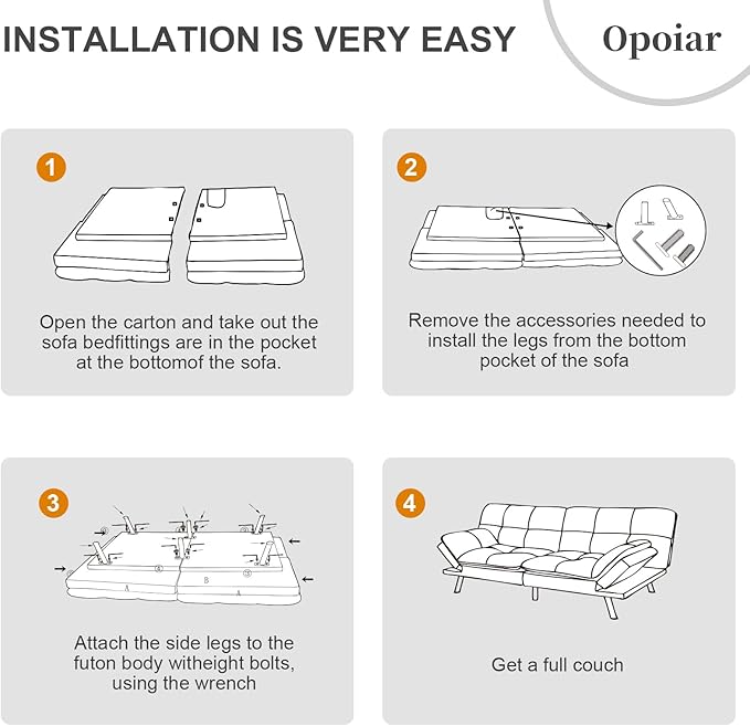 Opoiar Futon Sofa Bed Convertible Memory Foam Couch Bed Futon Sets Folding Modern Sleeper Sofa Gray Loveseat for Studio,Drom,Apartment,Game Room and Small Space