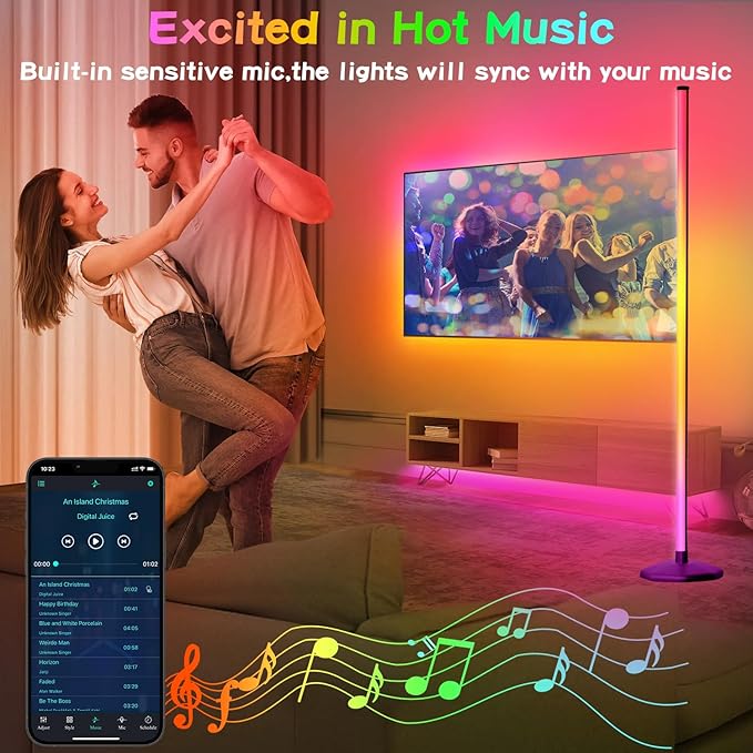 Corner Floor Lamp, Smart RGB LED Corner Lamp,16 Million Colors Changing LED Floor Lamp with App and Remote Control,Music Sync & Timer Mood Lighting for Living Room,Smart Floor Lamp