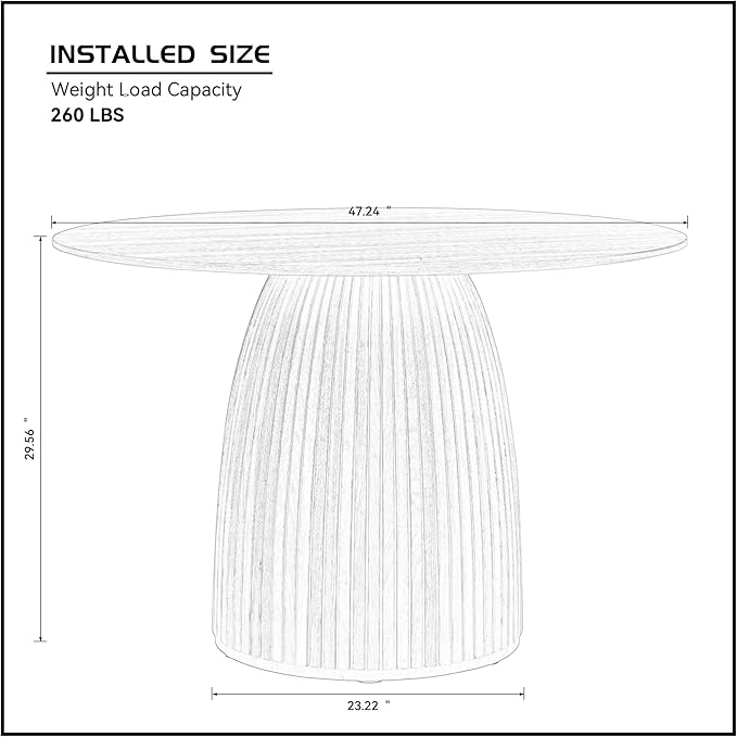 Mushroom-Shape Wooden Round Dining Table Modern Round Dinner Table with Natural Wood Grain Variation Tabletop for Home Apartment