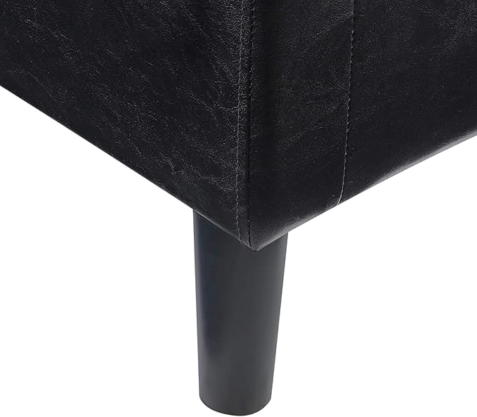 Convenience Concepts Take a Seat Churchill Accent Chair with Ottoman, Black Faux Leather
