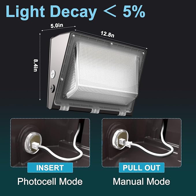 Lightdot 8Pack 200W LED Wall Pack Lights, 100-277v Dusk to Dawn with Photocell | 30000Lm(150Lm/W) 5000K IP65 Outdoor Exterior Lighting Fixture, Energy Saving|5-Yrs Warranty, ETL(Height:15~30ft)