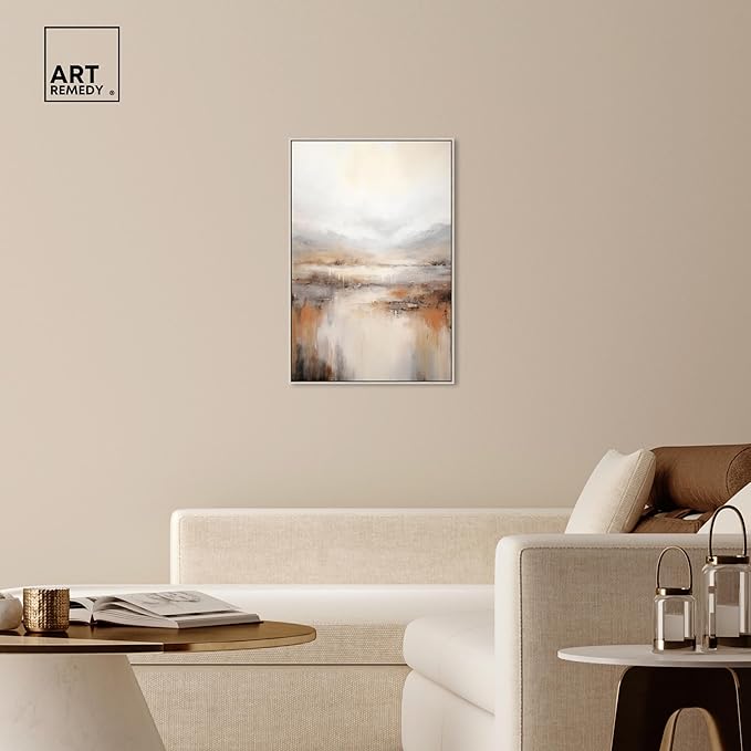 Art Remedy Natural Cascades Canvas Muted Abstract Wall Art, Silver Frame, 24" x 36"