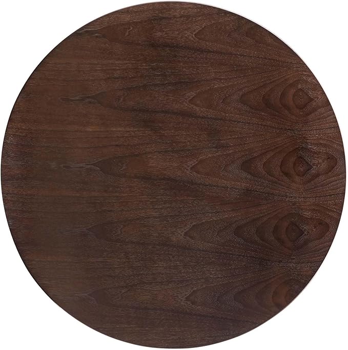Modway Verne Round Wood Grain 40" Dining Table in Gold Cherry Walnut