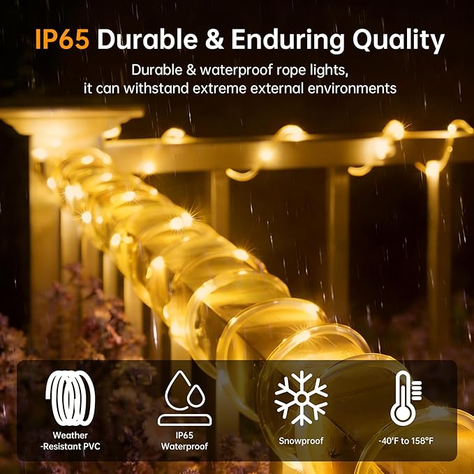 Solar Roep Lights for outside, 66ft 200 LED Solar string Lights with 8 Modes, Waterproof Solar Outdoor Light for Patio Garden Party Tree Proch Pool Fence Outdoor Holiday Xmas Decor-Warm White