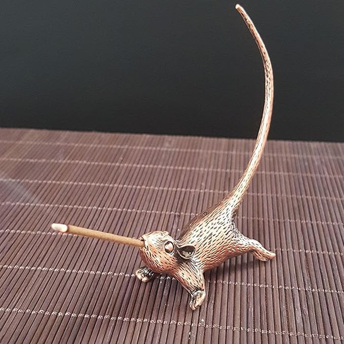 2PCS Mouse Figurines, Collectibles Long Tailed Mouse Statue Brass Animal Figurines Brass Decorative Objects Home Decor Decorative Statues for Table Tops Shelves Window Sills