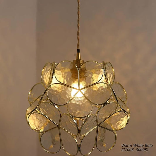 Bieye L10915 Petals Tiffany Style Stained Glass Ceiling Pendant Light for Home Decoration (Clear, 12" Cherry Blossom)