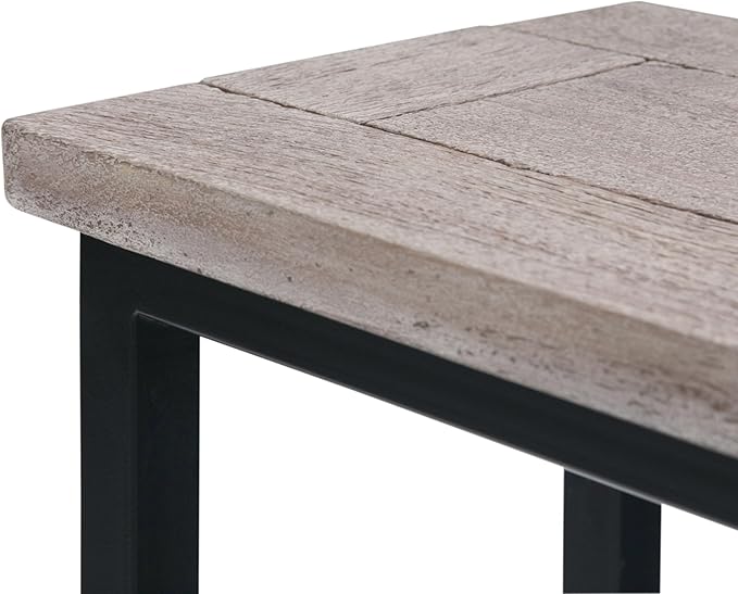 SIMPLIHOME Skyler C-Side Table - 18" Wide x 24" High Solid Mango Wood and Metal Slide-Under Table in Birch, Industrial Accent Table or End Table for Living Room or Bedroom with Open Frame, Assembled