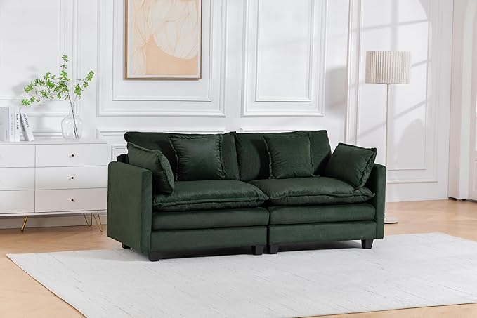 78'' Deep Seat Cloud Loveseat, Chenille Upholstered 2-Seats Modular Sectional Sofa Couch, Modern Comfy Settee Loveseat for Living Room Set, Small Apartment