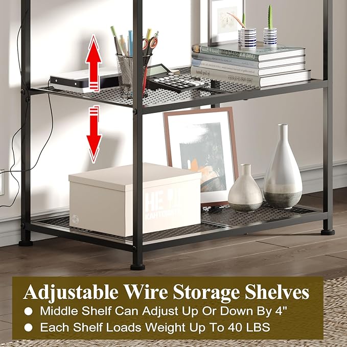 23 Inch to 50 Inch Floor Small Corner TV Stand with Storage Shelves for Living Room Bedroom, Universal Floor Television Stands with Mount, Farmhouse Black TV Table Desk Shelf for Small Spaces