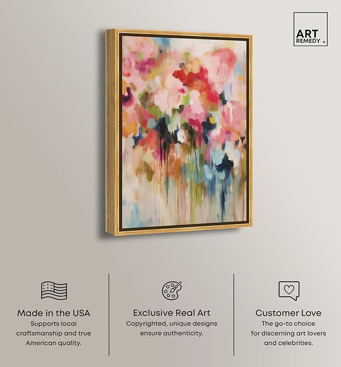 Art Remedy Soft Lush Pastel Canvas New Floral Wall Art, Gold Frame, 24" x 36"