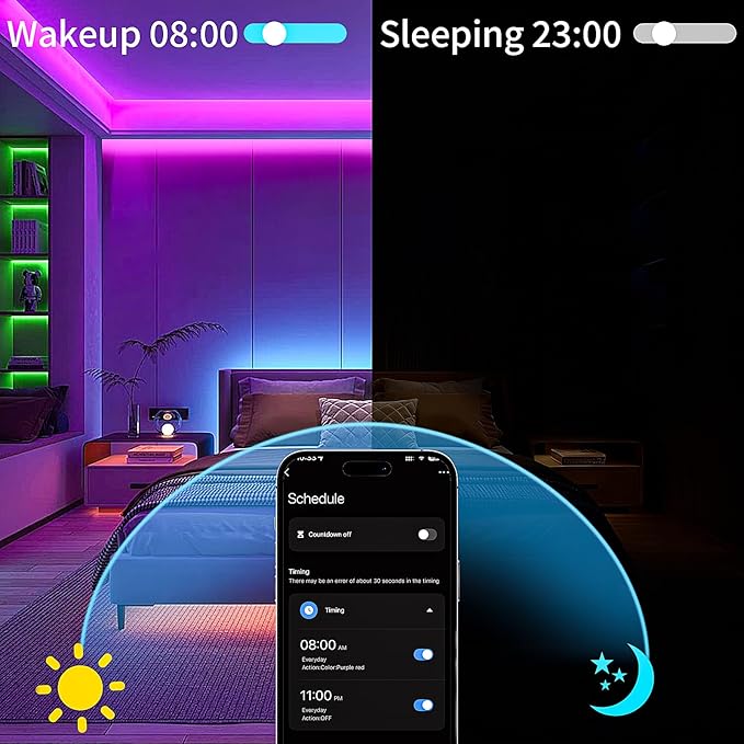 KSIPZE Smart WiFi LED Strip Lights 50FT, RGB+IC LED Lights for Bedroom, APP Control LED Lights Work with Alexa, Music Sync, DIY, Flexible Color Changing LED Strip Lighting for Home Room Decor