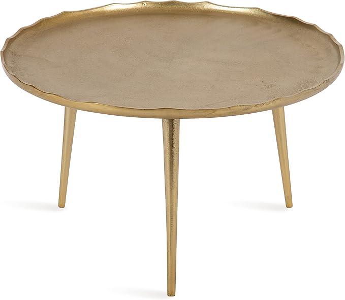 Kate and Laurel Alessia Modern Coffee Table, 25 x 25 x 15, Gold, Metal Coffee Table with Antique Detailing for Storage and Display