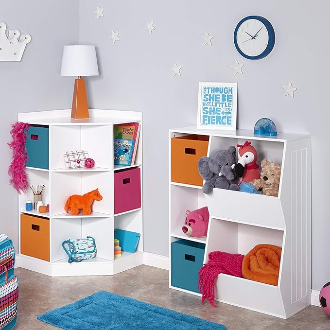 RiverRidge Home 6-Cubby, 3-Shelf Corner Cabinet for Kids, White