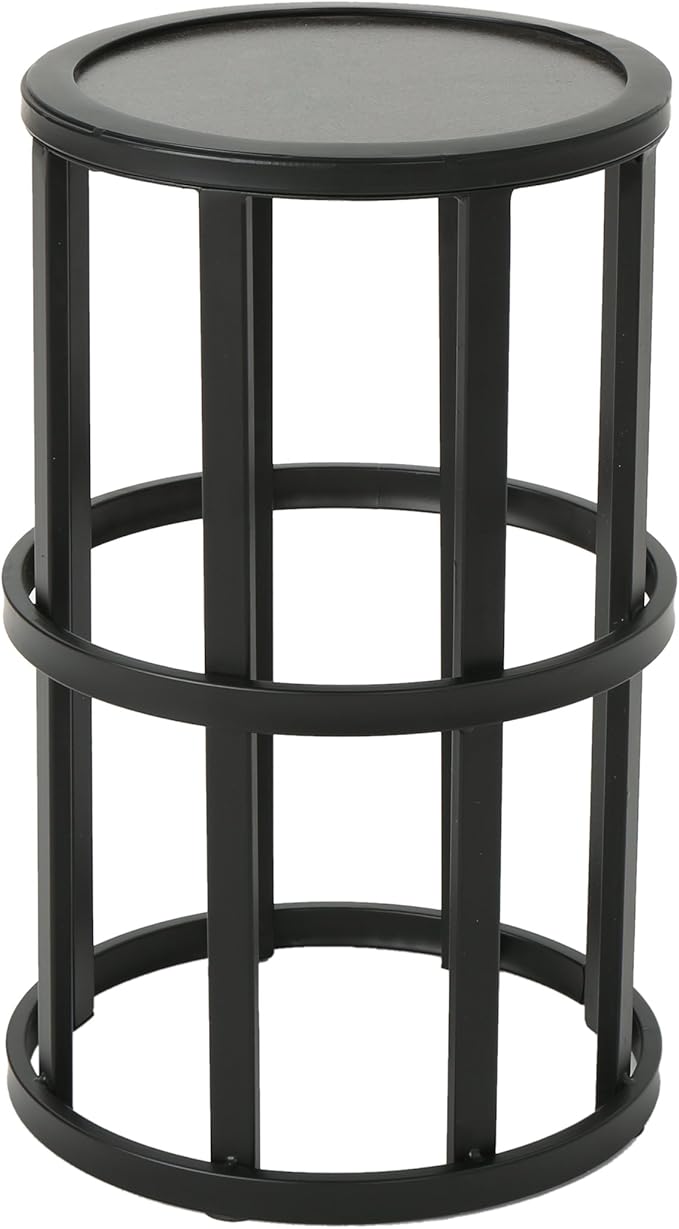 Christopher Knight Home Cassie Indoor Industrial 11 Inch Finish Side Table, Grey Ceramic Tile/Black Metal
