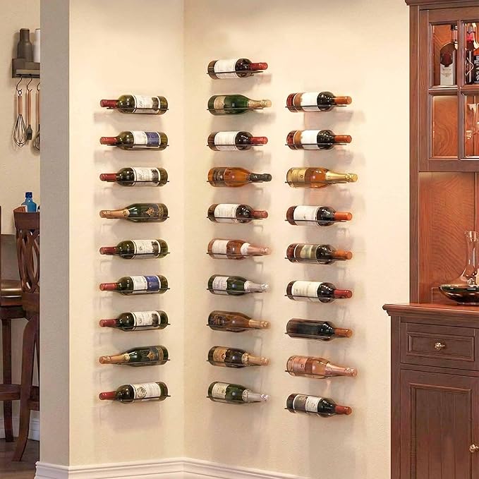 Wall Mounted Wine Rack: Individual Wall Wine Bottle Holder - for Wine Cellar Home Kitchen Bar Decor - 2Pcs
