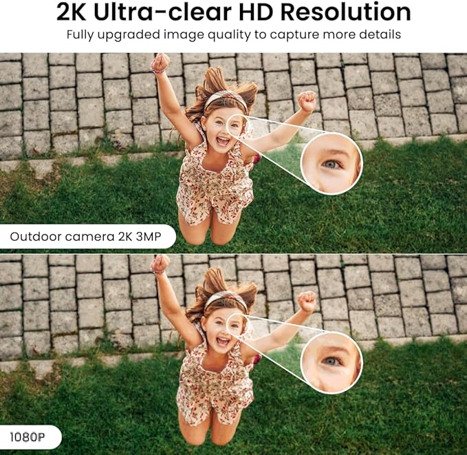 2K Cameras for Home Security-Outdoor/Indoor Camera for Dog/Cat/Pet/Nanny/Baby/Elderly, Color Night Vision, White Light, Siren, 24/7 SD Recordings, Works with Alexa, Plug in (C1-White-2pack-2.4G)
