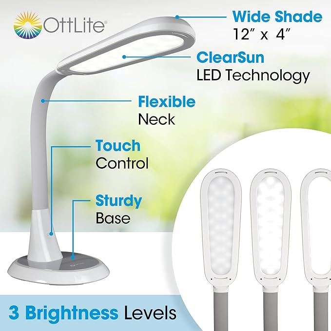 OttLite Wellness Series® Wide Area Dimmable LED Table Lamp
