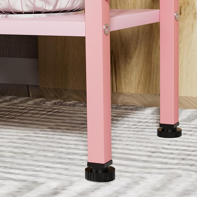 VECELO End Side Table Night Stand Set of 2,X-Design with Storage Shelf for Bedroom,Living Room,Pink