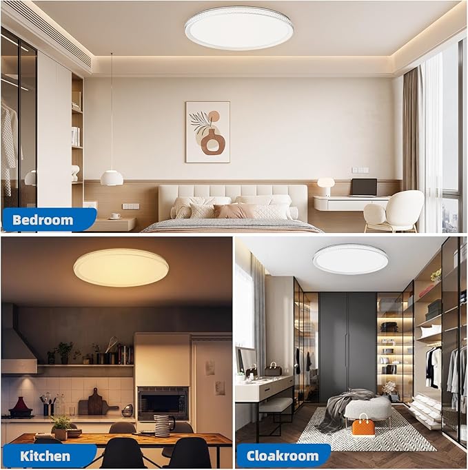 Led Ceiling Light Flush Mount,Bedroom Lights for Ceiling,led Kitchen Ceiling Light,Dimmable 35W 4000LM,5CCT Selectable Color Temperature,15 in for Living Room,Office,Hallway,Bedroom,Kitchen