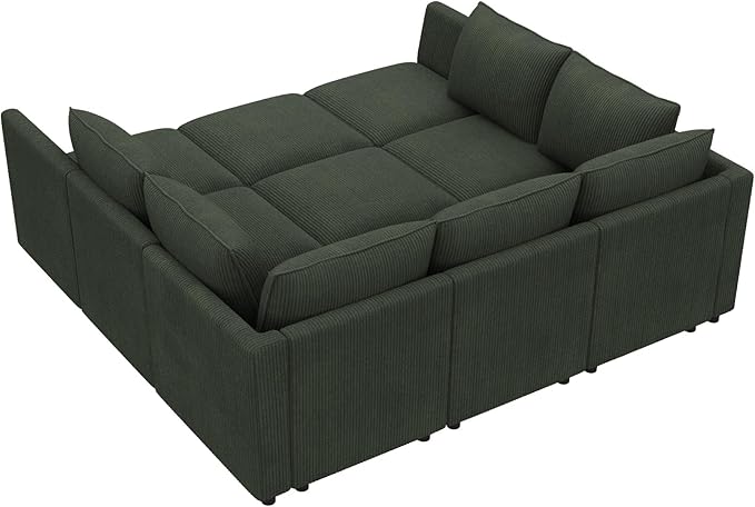 HONBAY Modular Sectional Sleeper Sofa with Storage, Modular Convertible Sectional Couch Bed Module Sleeper Couches for Living Room - Green