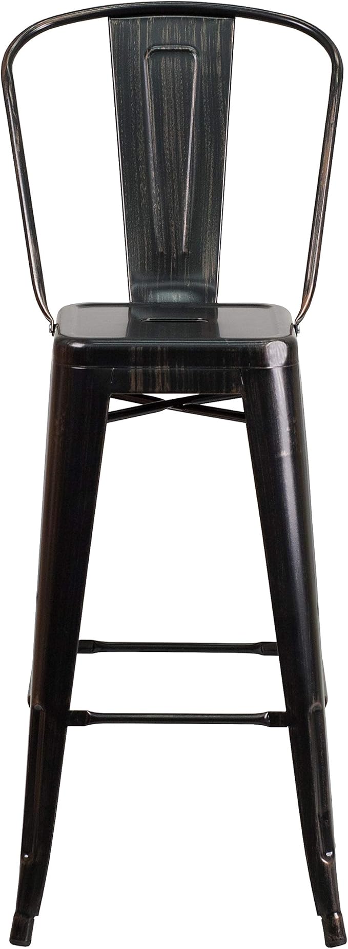 Flash Furniture Commercial Grade 30" High Black-Antique Gold Metal Indoor-Outdoor Barstool with Removable Back