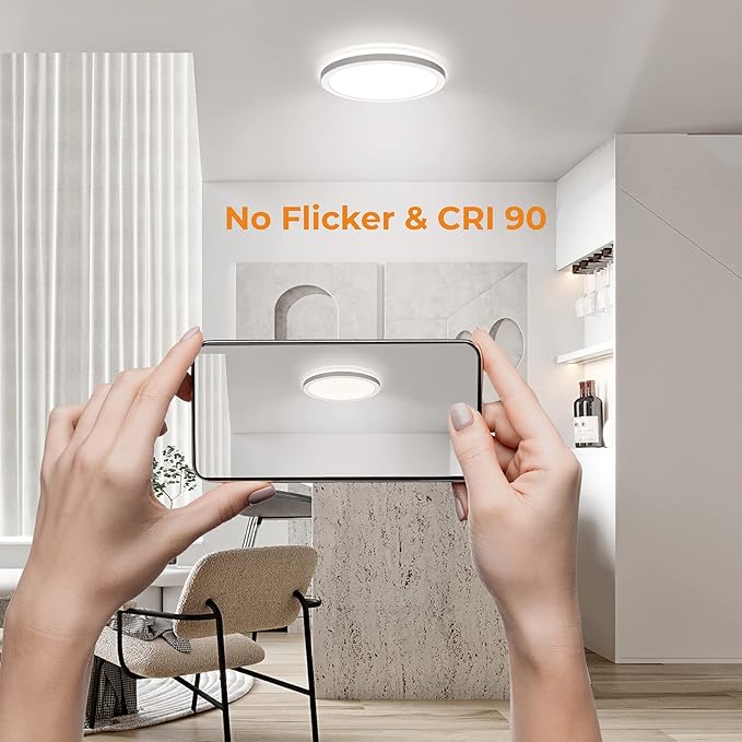 BLNAN LED Flush Mount Ceiling Light, 9 Inch 18W 3000K/4000K/5000K Hardwire Light Fixture, Ultra Thin Round White Lamp for Kitchen Porch Bedroom Hallway Stairwell Basement, Non-dimmable 2 Pack